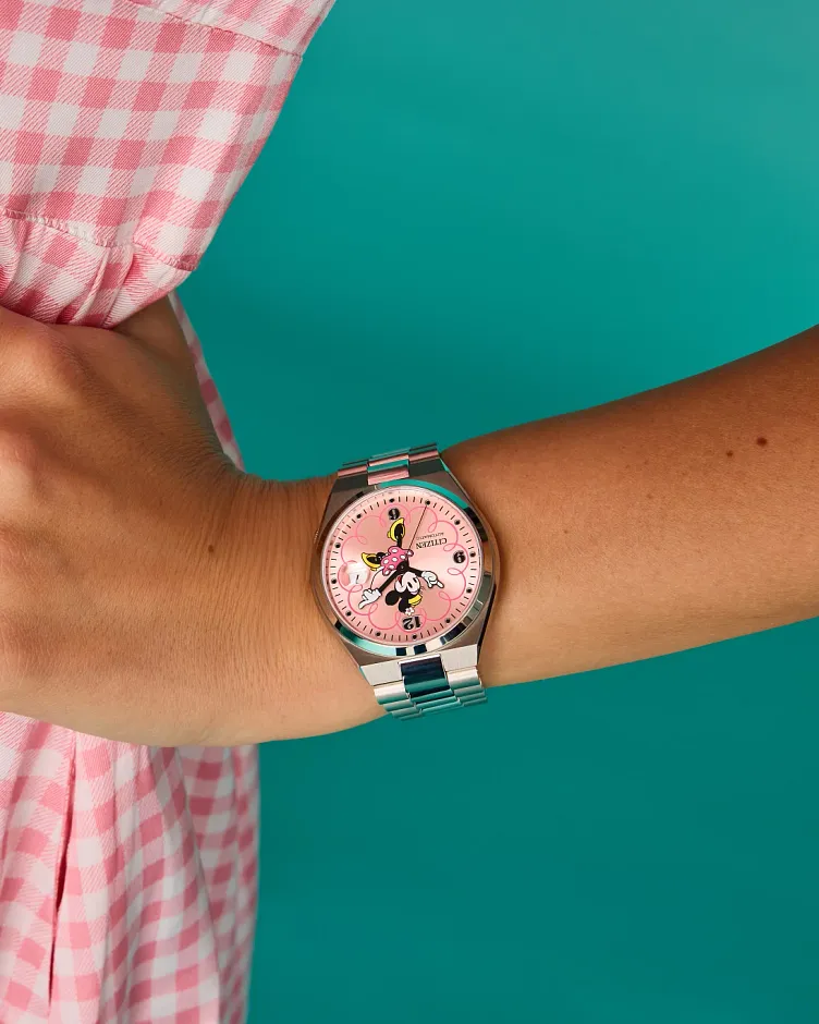 TSUYOSA Minnie Mouse Pink Dial Stainless Steel Bracelet NJ0156-50W TSUYOSA Minnie Mouse Pink Dial Stainless Steel Bracelet NJ0156-50W